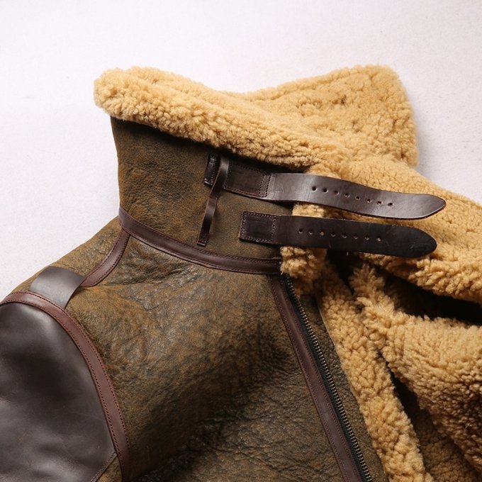 B3 Bomberjacke aus Lammfell und Leder – Militärjacke – Bild 9