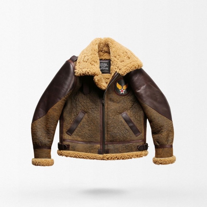 B3 Bomberjacke aus Lammfell und Leder – Militärjacke