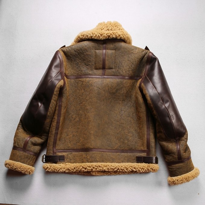B3 Bomberjacke aus Lammfell und Leder – Militärjacke – Bild 5