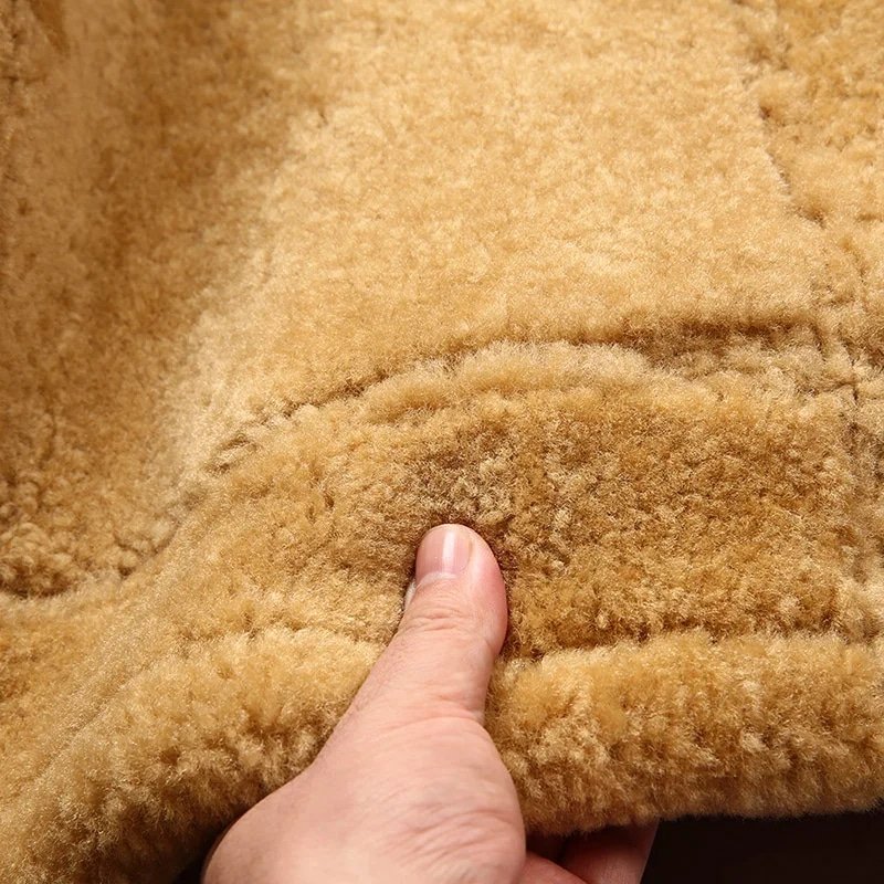 Herren B3 Militär-Leder-Bomberjacke mit Fellbesatz – Bild 11