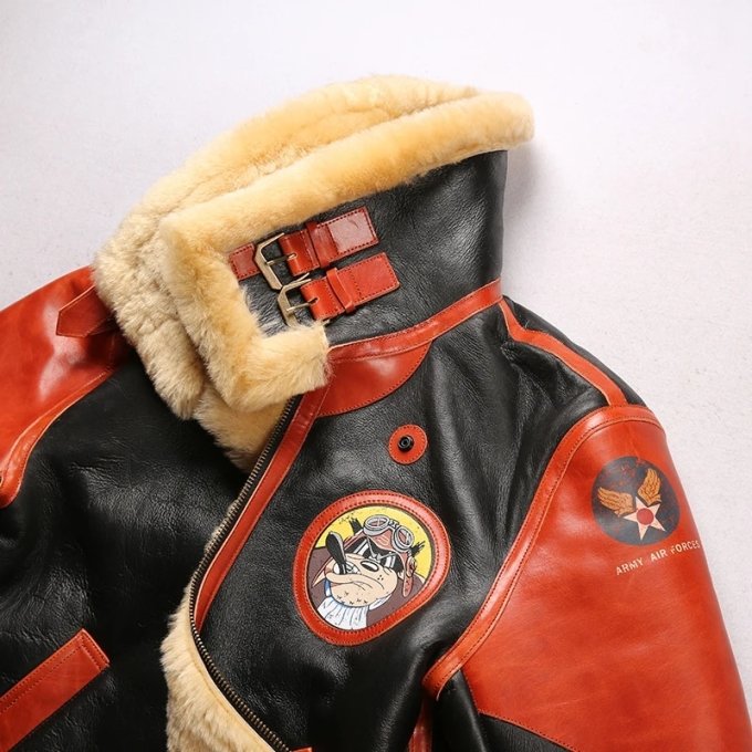 Herren B3 Leder-Fliegerjacke mit Schaffell – Bild 9