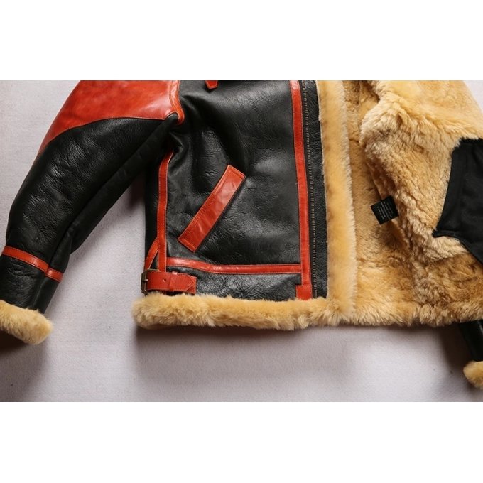 Herren B3 Leder-Fliegerjacke mit Schaffell – Bild 5