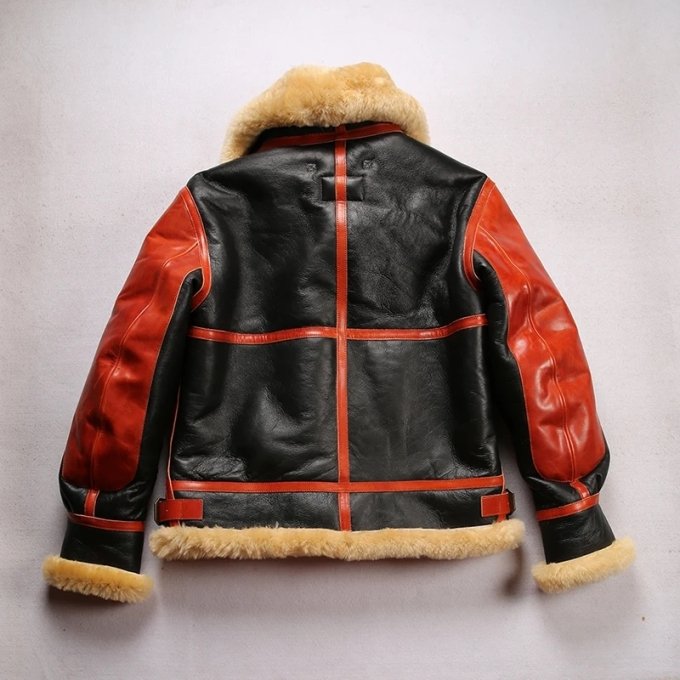 Herren B3 Leder-Fliegerjacke mit Schaffell – Bild 4