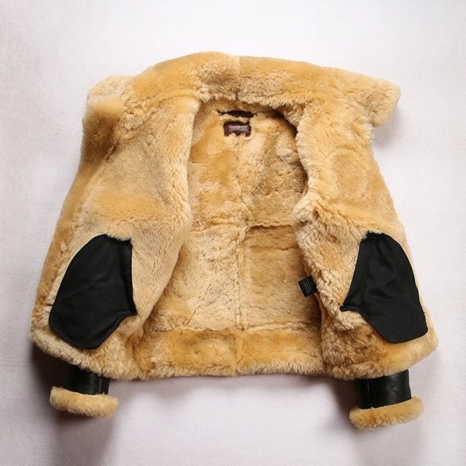 Herren B3 Leder-Fliegerjacke mit Schaffell – Bild 2