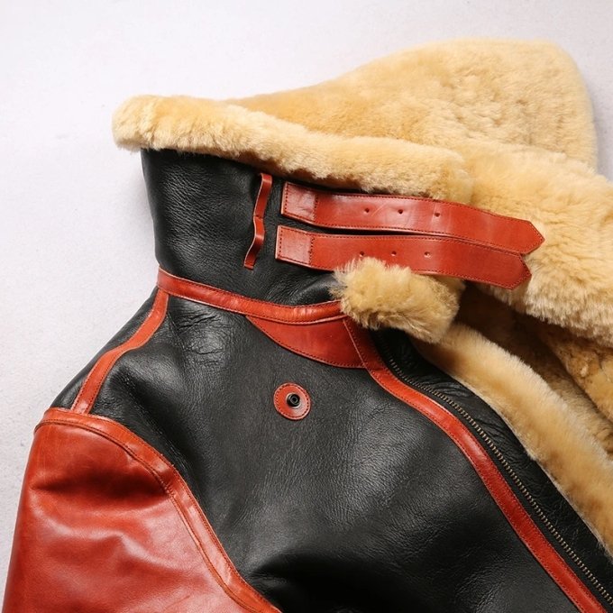 Herren B3 Leder-Fliegerjacke mit Schaffell – Bild 8