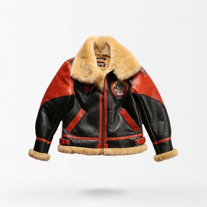 Herren B3 Leder-Fliegerjacke mit Schaffell