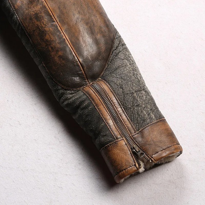 Herren Retro-D3-Leder-Bomberjacke – Bild 5