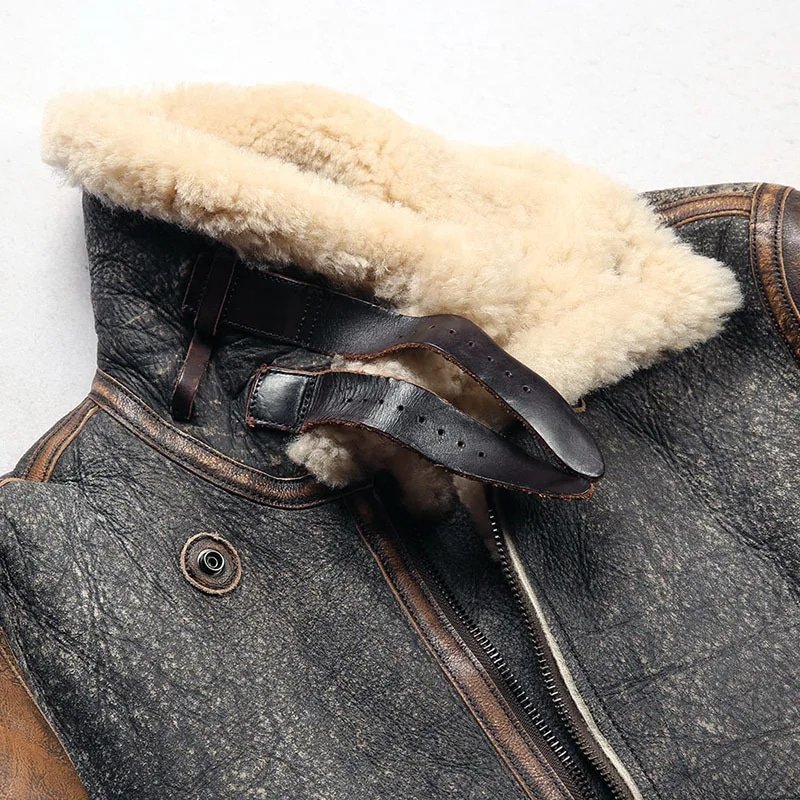 Herren Retro-D3-Leder-Bomberjacke – Bild 6