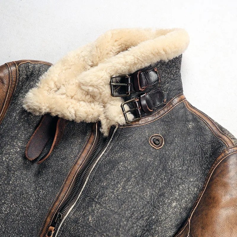 Herren Retro-D3-Leder-Bomberjacke – Bild 7