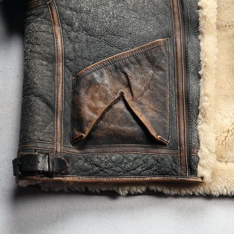 Herren Retro-D3-Leder-Bomberjacke – Bild 8