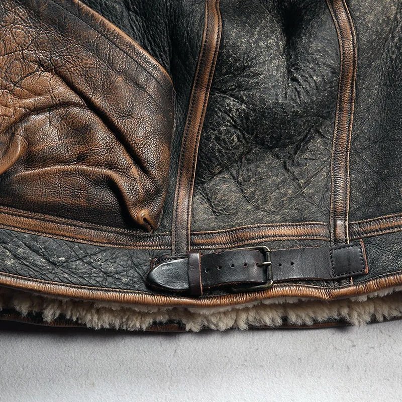 Herren Retro-D3-Leder-Bomberjacke – Bild 9