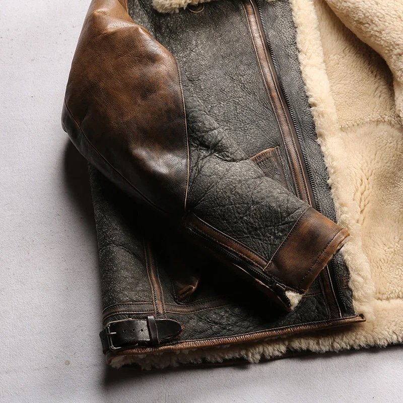 Herren Retro-D3-Leder-Bomberjacke – Bild 11