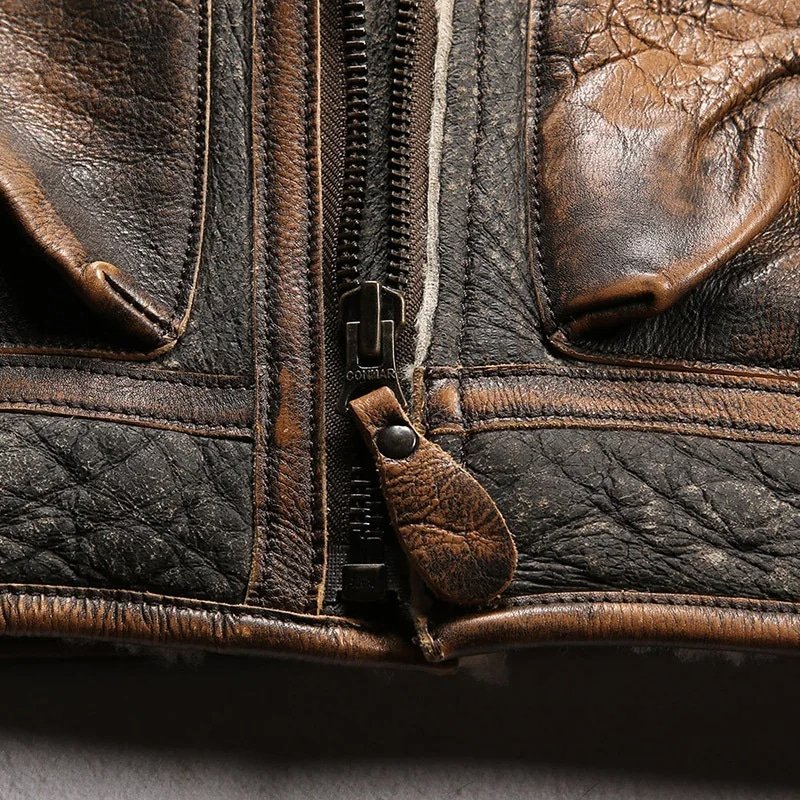 Herren Retro-D3-Leder-Bomberjacke – Bild 12