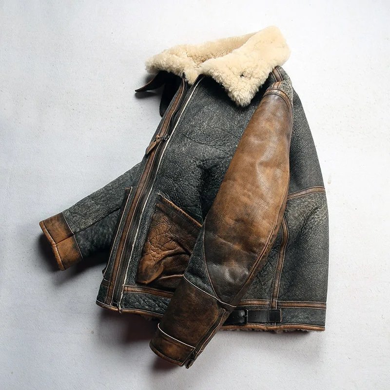 Herren Retro-D3-Leder-Bomberjacke – Bild 4