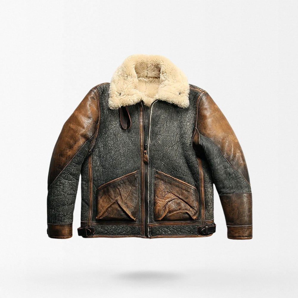 Herren Retro-D3-Leder-Bomberjacke