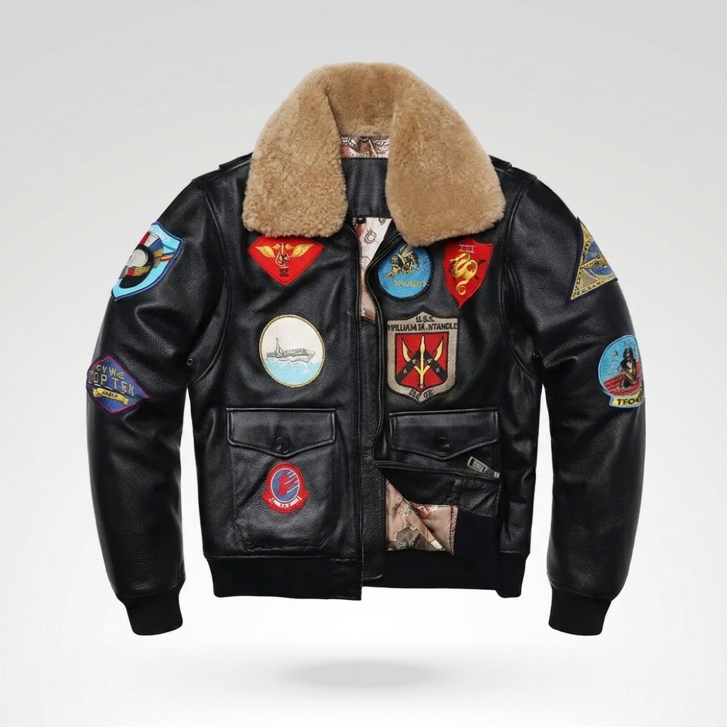 Schwarze Top Gun G-1 Lederfliegerjacke