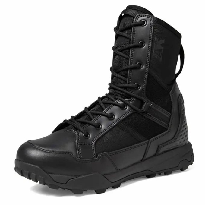 Schwarze taktische Kampfstiefel mit Mesh-Einsatz