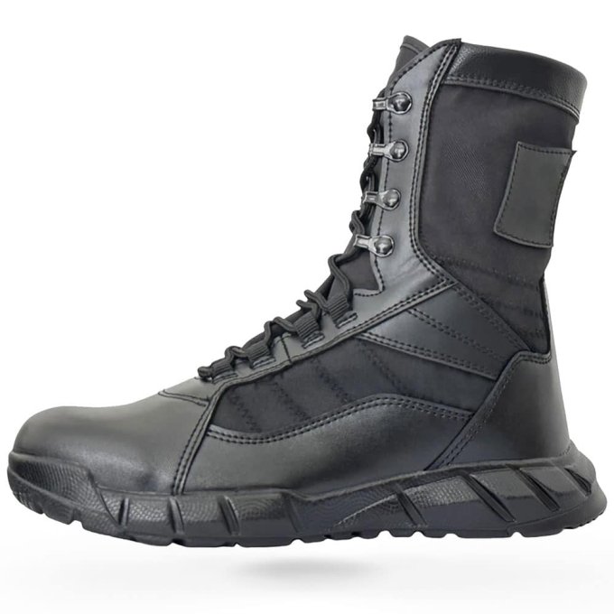 Schwarze Reißverschluss-Kampfstiefel