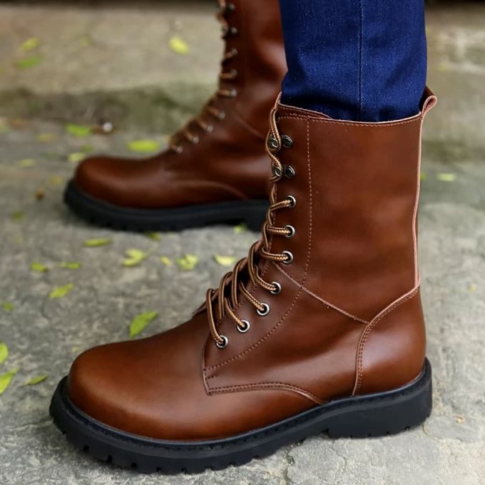 Braune Leder-Kampfstiefel – Bild 3