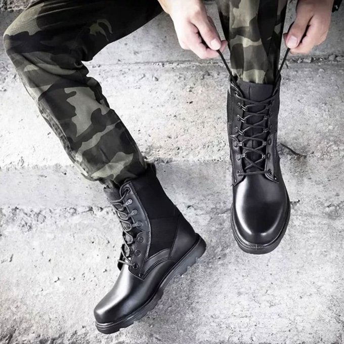 Taktische Kampfstiefel aus Kunstleder – Bild 2