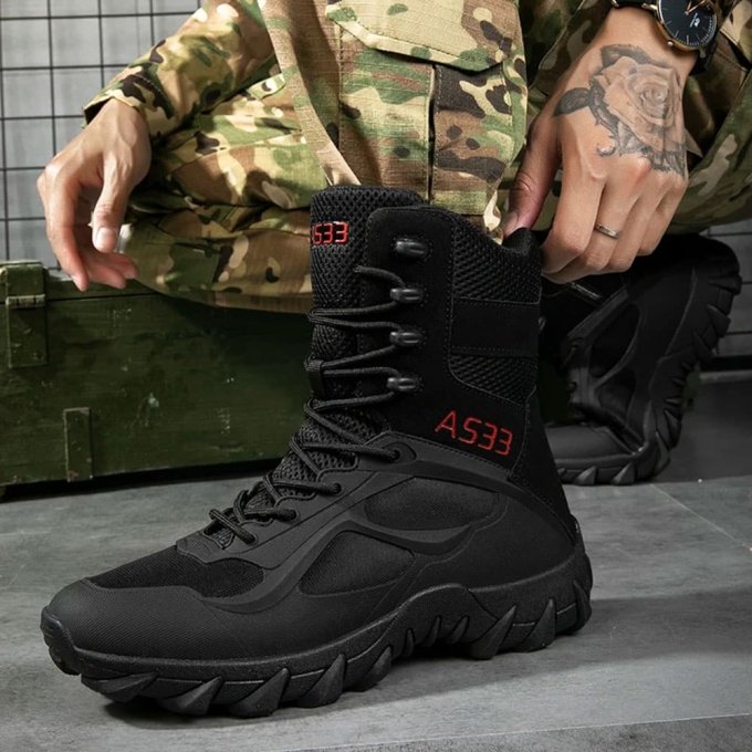 Leichte, wintertaugliche taktische Kampfstiefel – Schwarz – Bild 5