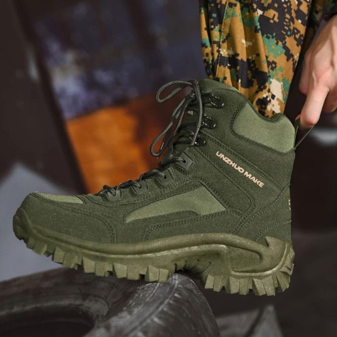 Taktische Mid-Cut Wanderschuhe in Olivgrün "Huile" – Bild 4