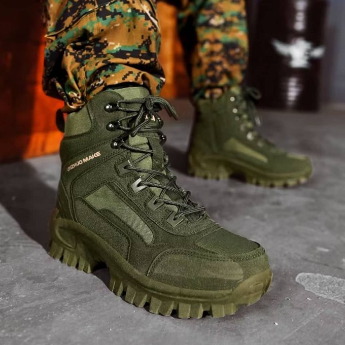 Taktische Mid-Cut Wanderschuhe in Olivgrün "Huile" – Bild 3