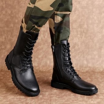 Real leather combat boots