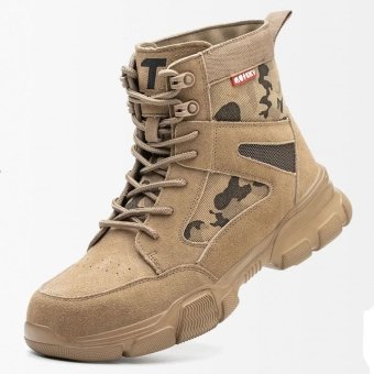 Mittelhoher Militärstiefel mit Zehenschutz in Militärtan