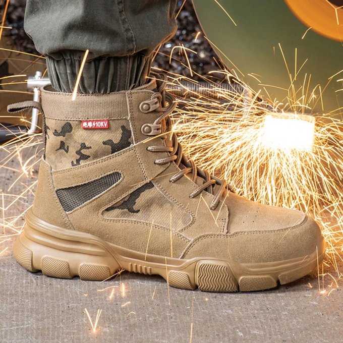 Mittelhoher Militärstiefel mit Zehenschutz in Militärtan – Bild 5