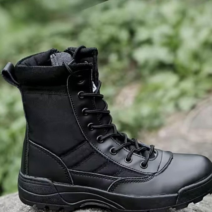 Taktische Boots mit seitlichem Reißverschluss, Schwarz – Bild 3