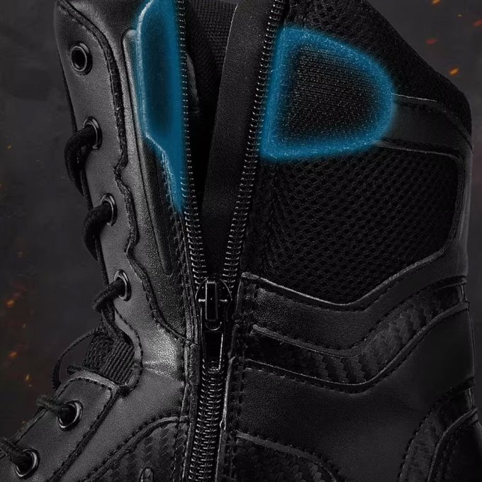 Schwarze taktische Stiefel mit seitlichem Reißverschluss und Schutzkappe – Bild 5