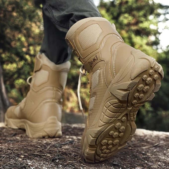 Taktikstiefel in Desert Tan mit seitlichem Reißverschluss und Sicherheits-Zehenkappe – Bild 3