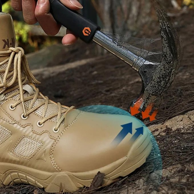 Taktikstiefel in Desert Tan mit seitlichem Reißverschluss und Sicherheits-Zehenkappe – Bild 4