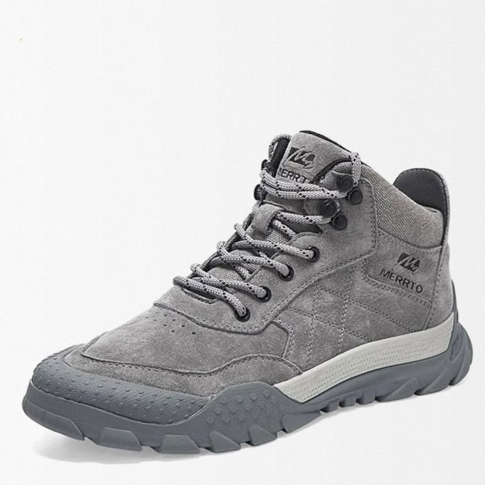 Taktische graue Ankle Boots aus Rindsleder