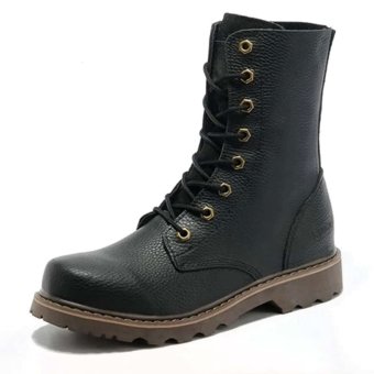 Vintage Kampfstiefel aus schwarzem Leder