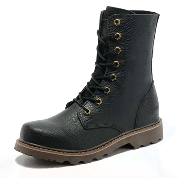 Vintage Kampfstiefel aus schwarzem Leder