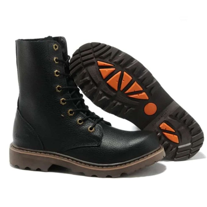 Vintage Kampfstiefel aus schwarzem Leder – Bild 3
