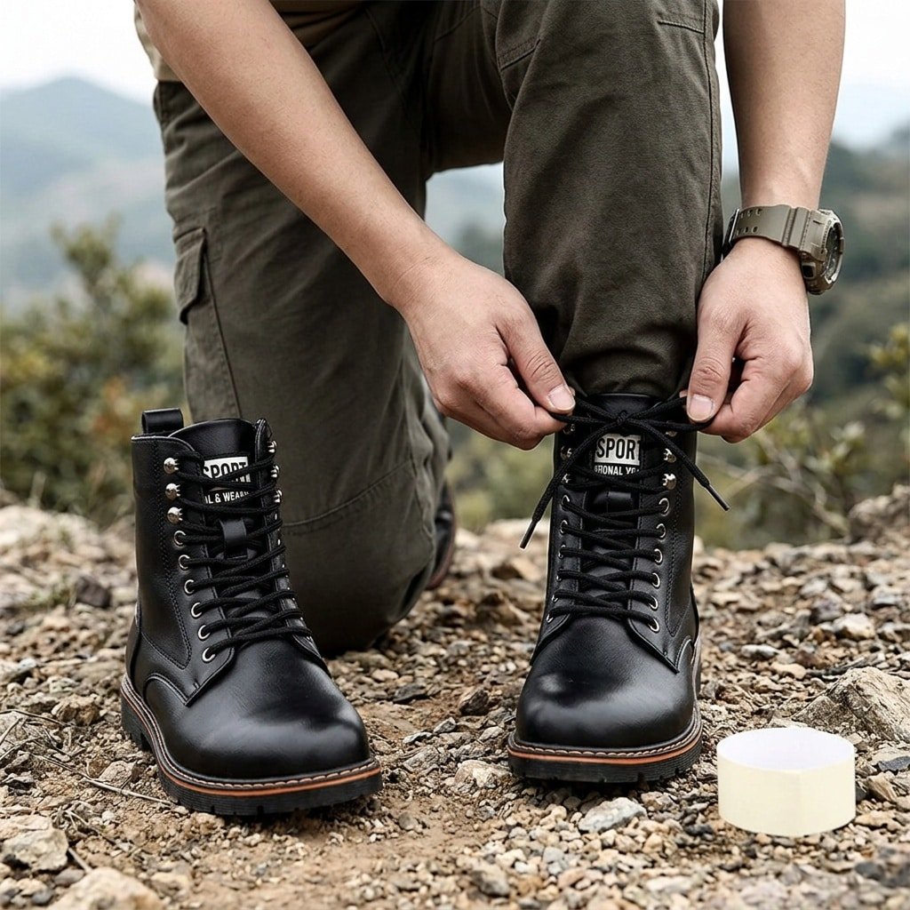 Black laces for combat boots