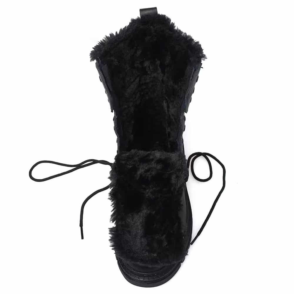 Schwarze Leder-Kampfstiefel mit Schnürung – Bild 11