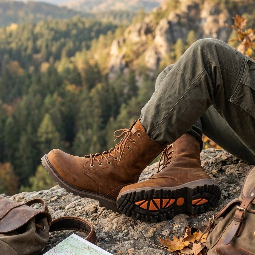 Vintage combat boots coyote brown leather
