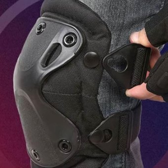 Black tactical elbow and knee pads