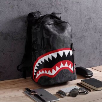 Camo leather backpack