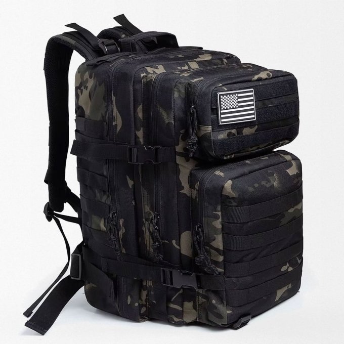 Schwarzer Multicam-Taktikrucksack 45L