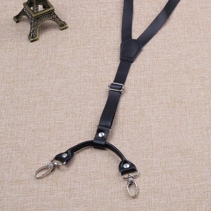 Schwarze taktische Leder-Hosenträger – Bild 2