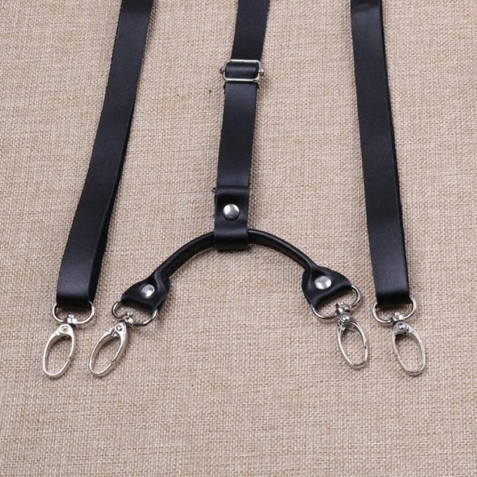 Schwarze taktische Leder-Hosenträger – Bild 4