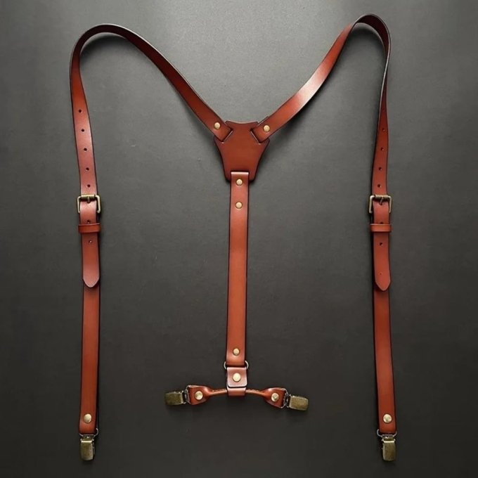 Braune taktische Lederhosenträger