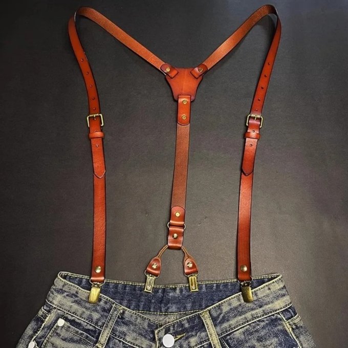 Braune taktische Lederhosenträger – Bild 2