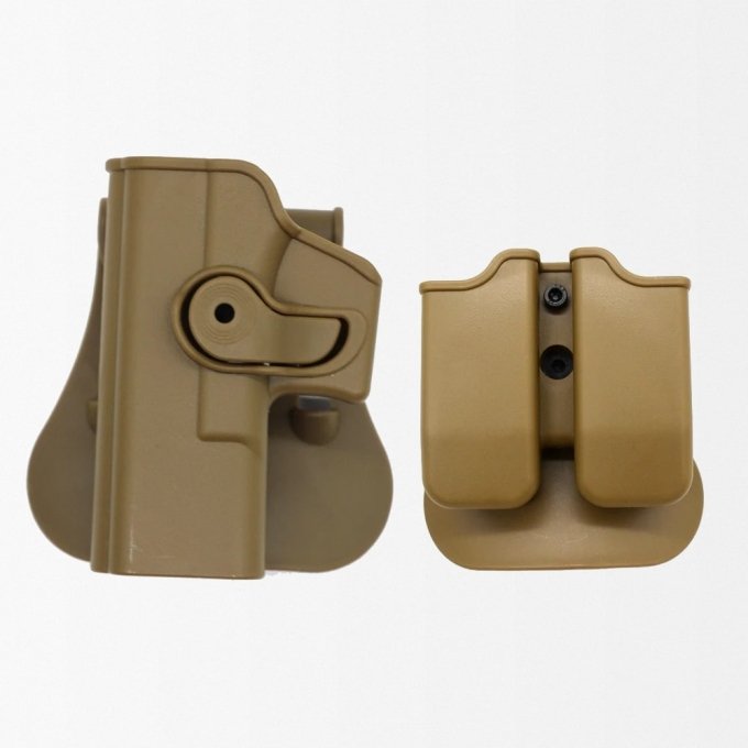 Glock 17 Linkshänder-Holster mit integrierten 9mm-Magazintaschen – Bild 2