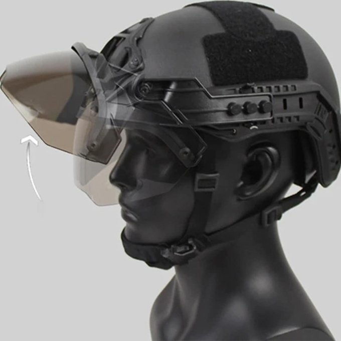 Braune Klapp-Schutzbrille für taktische Helme – Bild 2